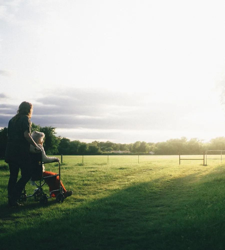 Caregiver walking with a senior client